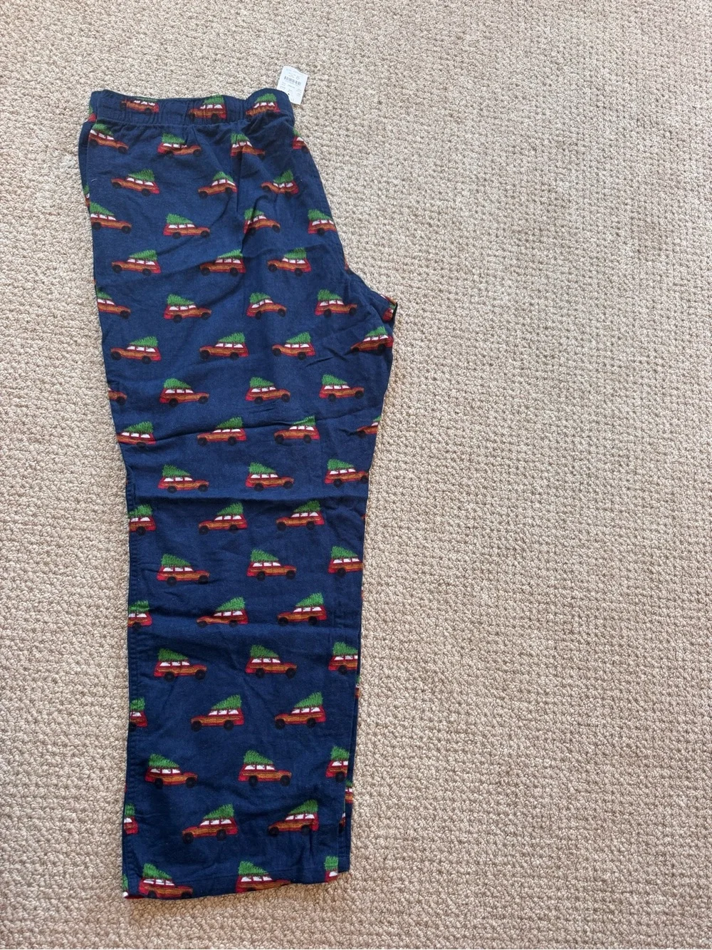 Mens Navy Blue Holiday Car Print Pajama Pants
